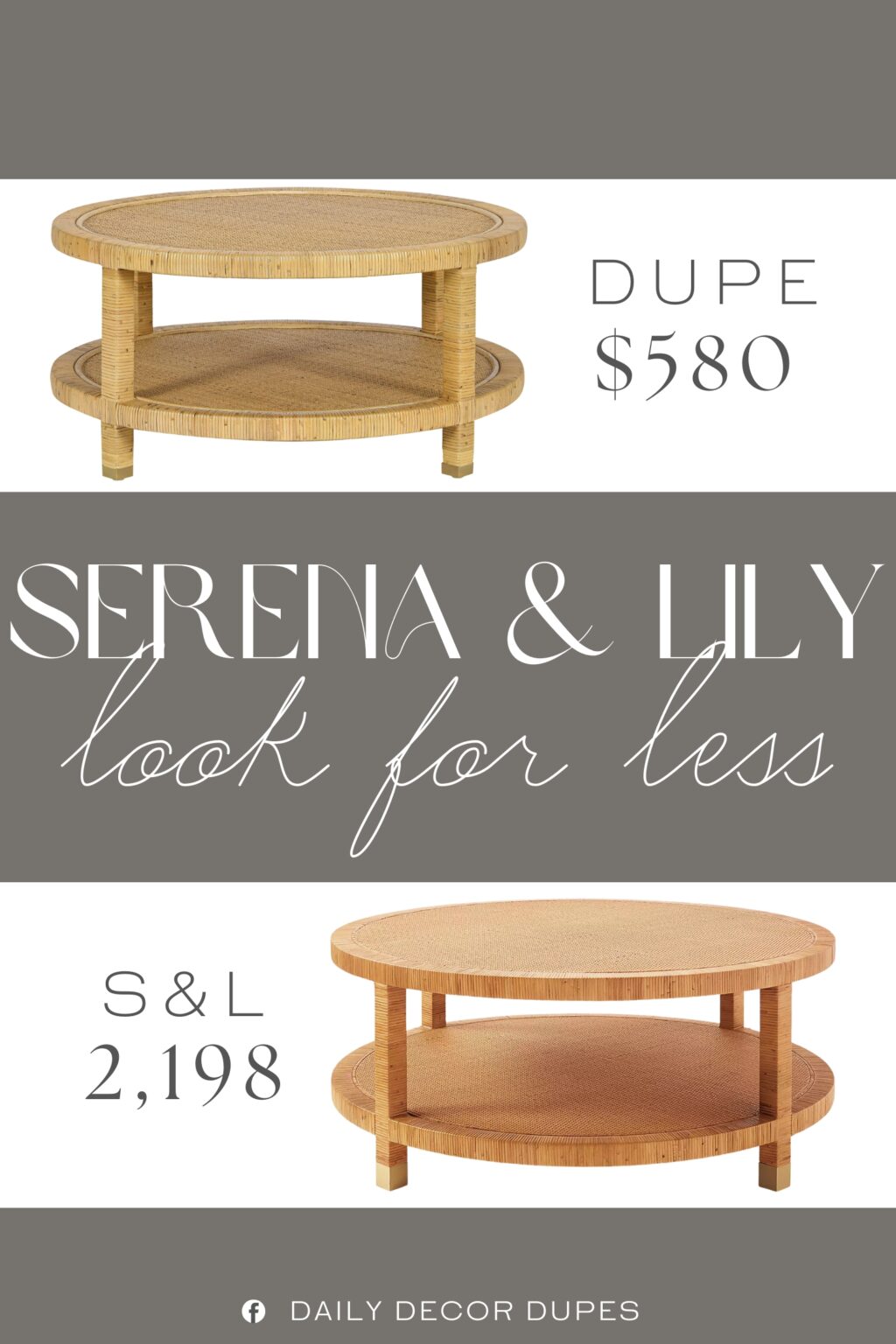 Serena & Lily Balboa Rattan Coffee Table Dupe.