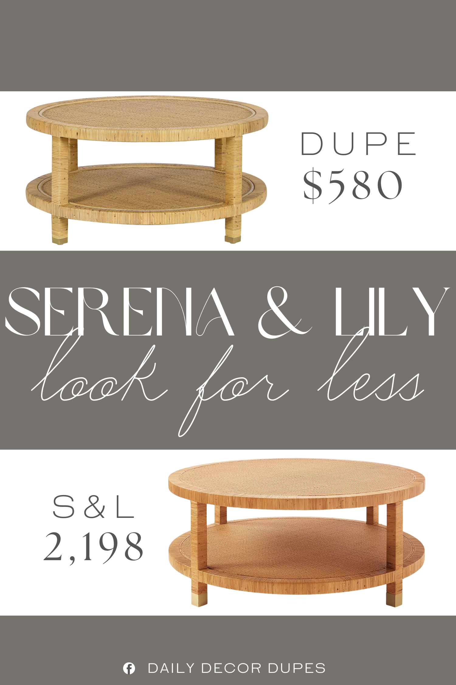Serena & Lily Balboa Rattan Coffee Table Dupe.