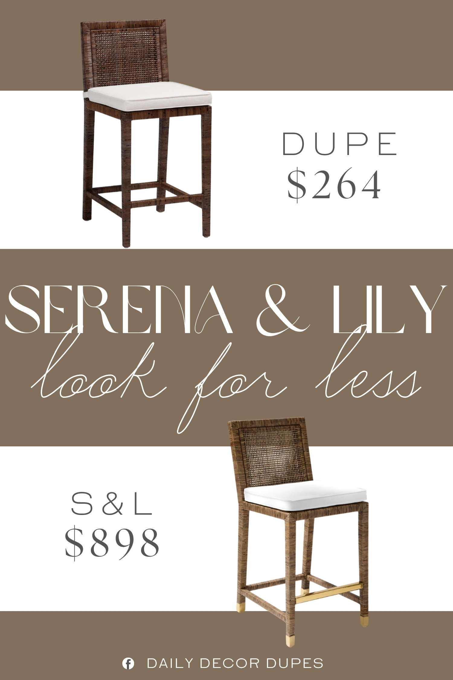 Serena & Lily Balboa Rattan Counter Stool Dupe. The classic square frame of the back features woven detailing for an airy, breezy look. Elegantly arranged rattan adds boho coastal charm with a light, airy aesthetic
