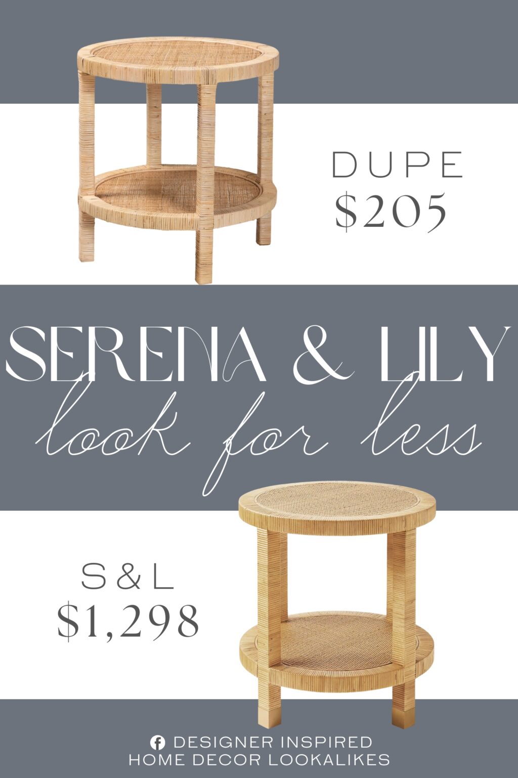 Serena & Lily Balboa Rattan Side Table Dupe. this bohemian piece consists of a solid mahogany wood frame wrapped in natural rattan. The round tabletop serves as a superb accessory for everyday use while the lower shelf beautifully displays decorations.