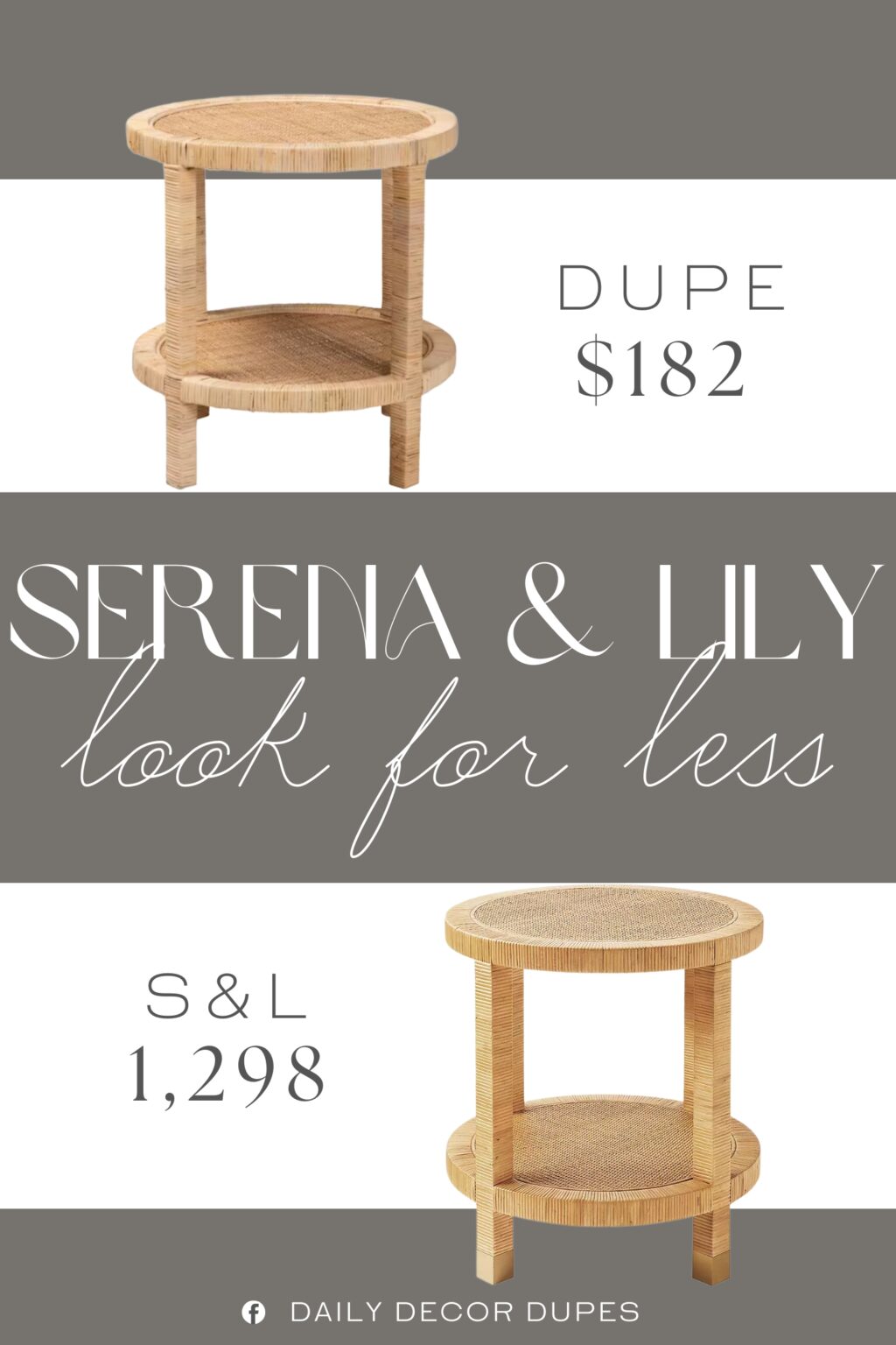 Serena & Lily Balboa Rattan Side Table Dupe. this bohemian piece consists of a solid mahogany wood frame wrapped in natural rattan.