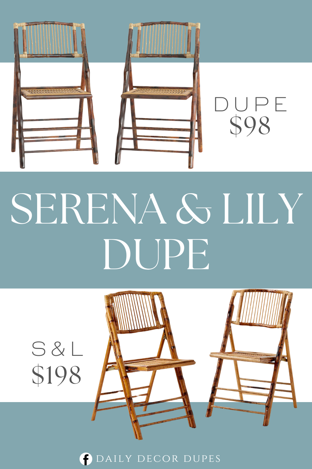 Serena & Lily Bamboo Folding Entertaining Chair Dupe. Made from bamboo. Wood frame material. Bohemian style. Set of 2 all occasions bamboo chairs. Constructed from durable bamboo with a clear coated glossy finish.