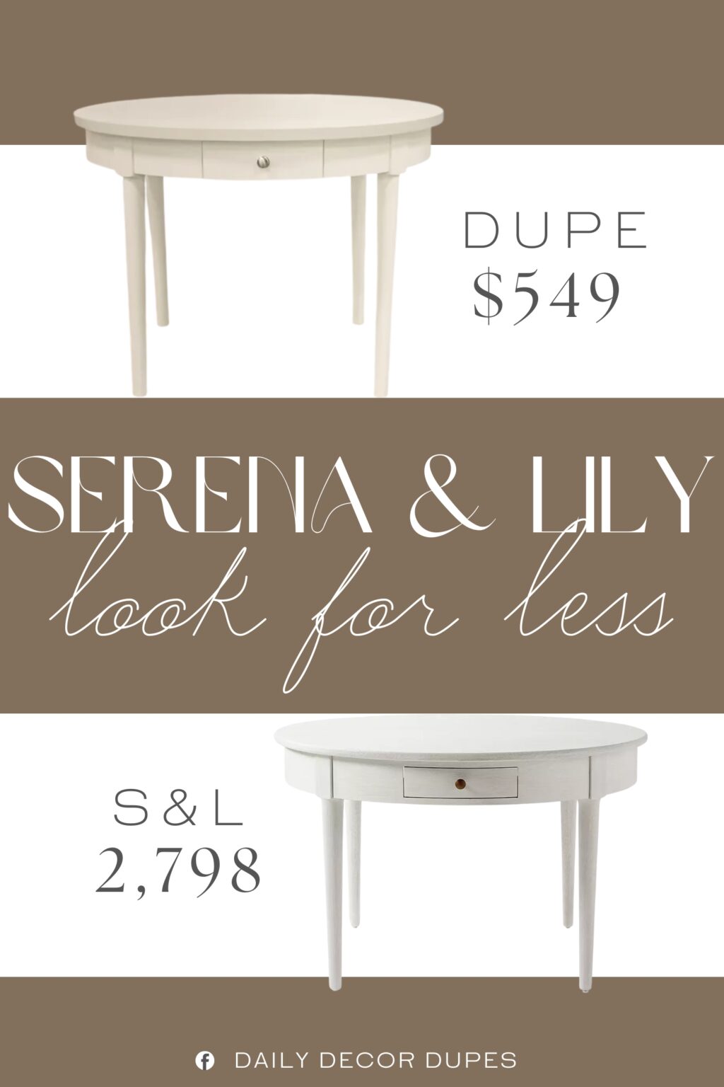 Serena & Lily Beach House Breakfast Table Dupe. Its soft white finish brightens any room, while gently tapered legs and a smooth, round tabletop offer timeless elegance.