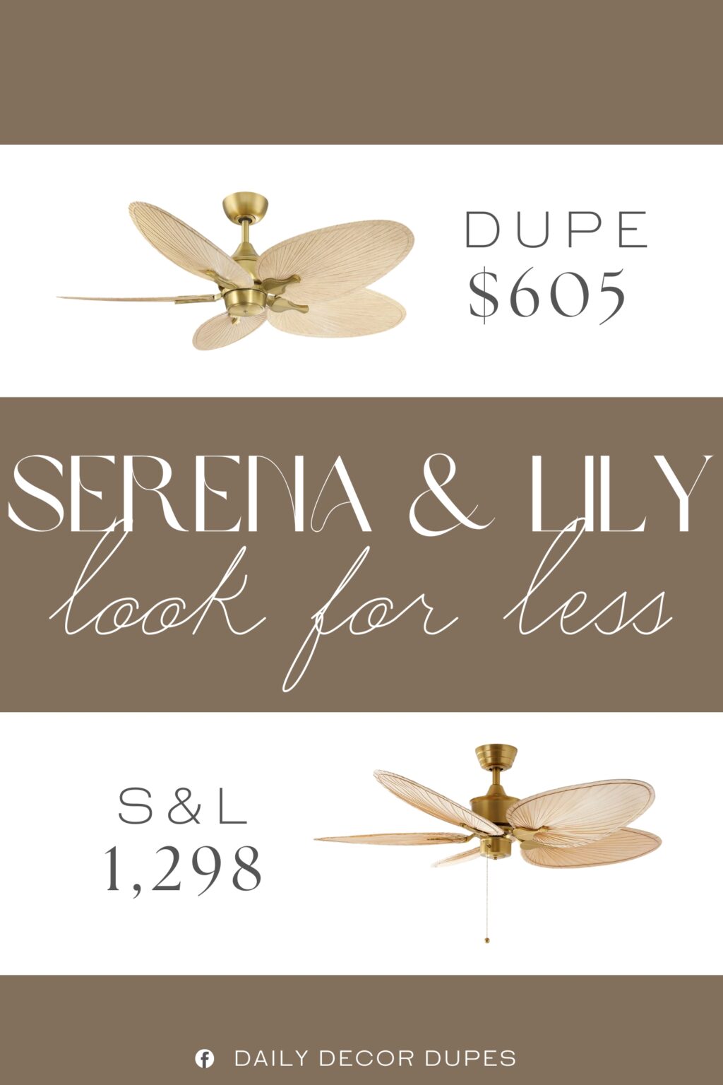Serena & Lily Belize Palm Indoor Ceiling Fan Dupe. Features a reversible motor, allowing you to switch the direction of your fans rotation and create energy savings