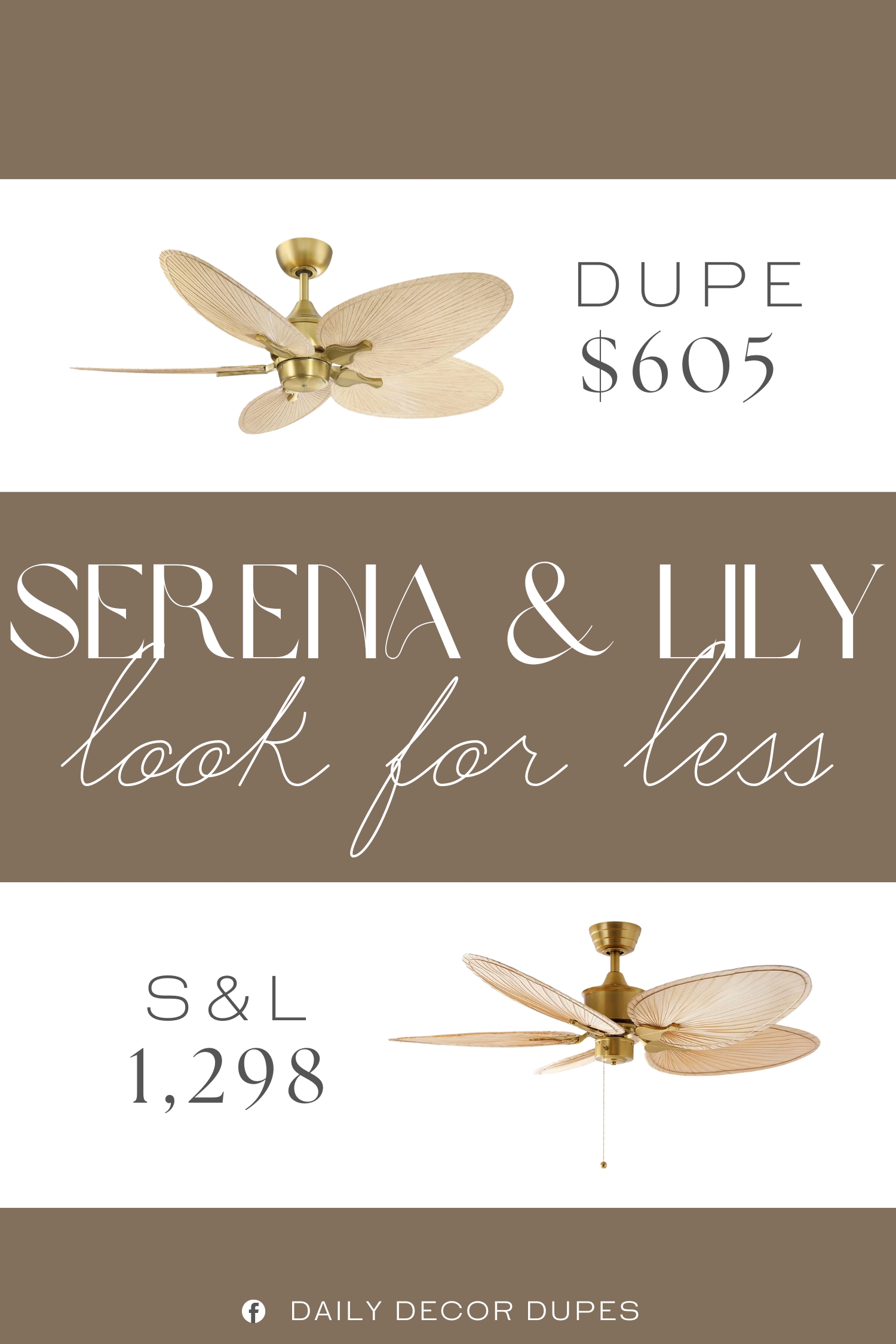 Serena & Lily Belize Palm Indoor Ceiling Fan Dupe. Features a reversible motor, allowing you to switch the direction of your fans rotation and create energy savings