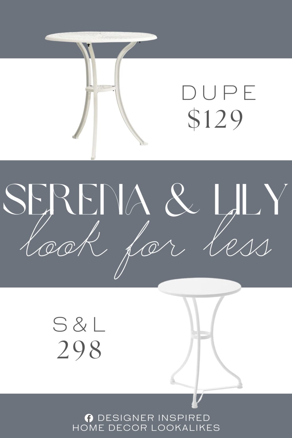 Serena & Lily Bistro Side Table Dupe. This tea table is made of cast aluminum, making it stable, sturdy and ideal for daily outdoor use. The four separate legs bring you a reliable user experience for its stability.