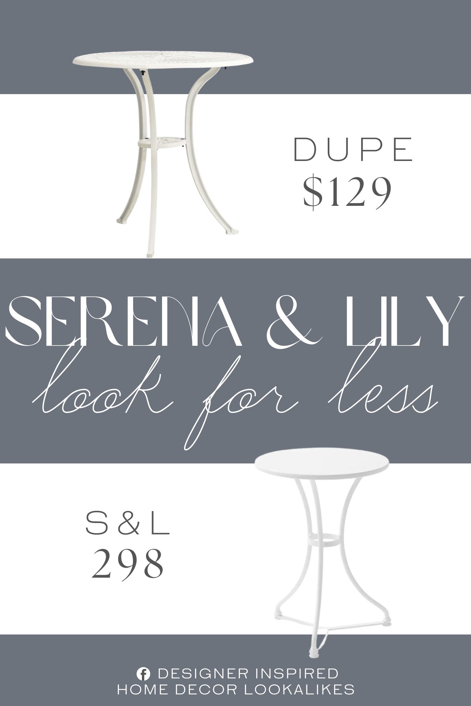 Serena & Lily Bistro Side Table Dupe. This tea table is made of cast aluminum, making it stable, sturdy and ideal for daily outdoor use. The four separate legs bring you a reliable user experience for its stability.