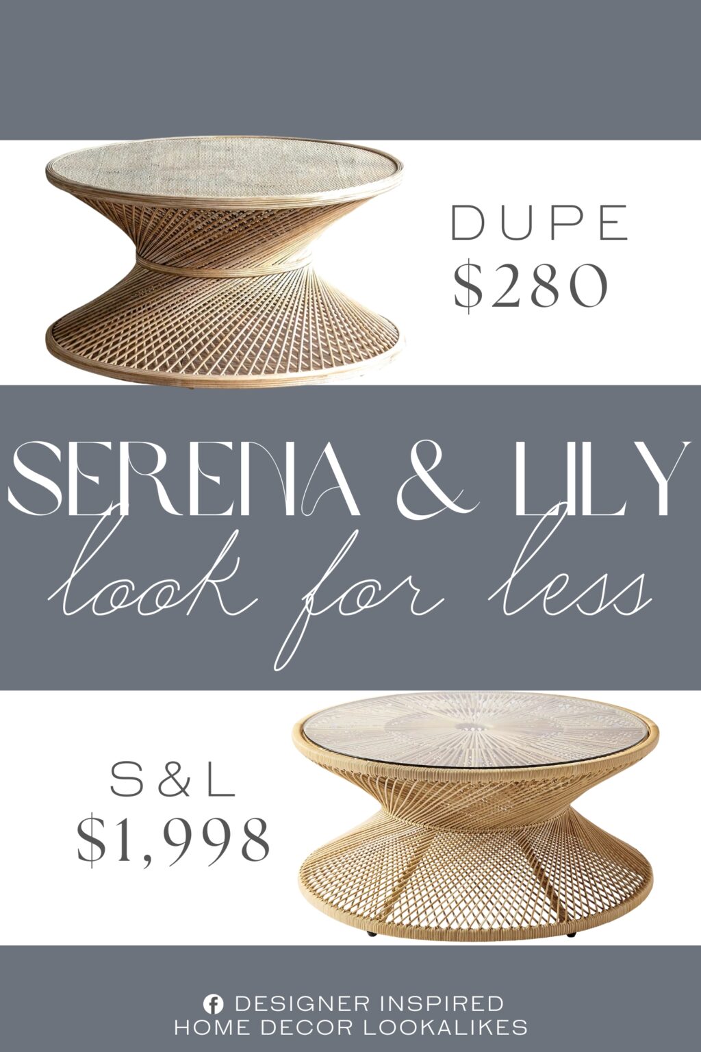 Serena & Lily Blithedale Coffee Table Dupe. It is crafted from durable rattan material, making them suitable for both indoor and outdoor use. The flexible nature of rattan allows for intricate weaving, creating unique textures and visually appealing designs for outstanding furniture pieces.