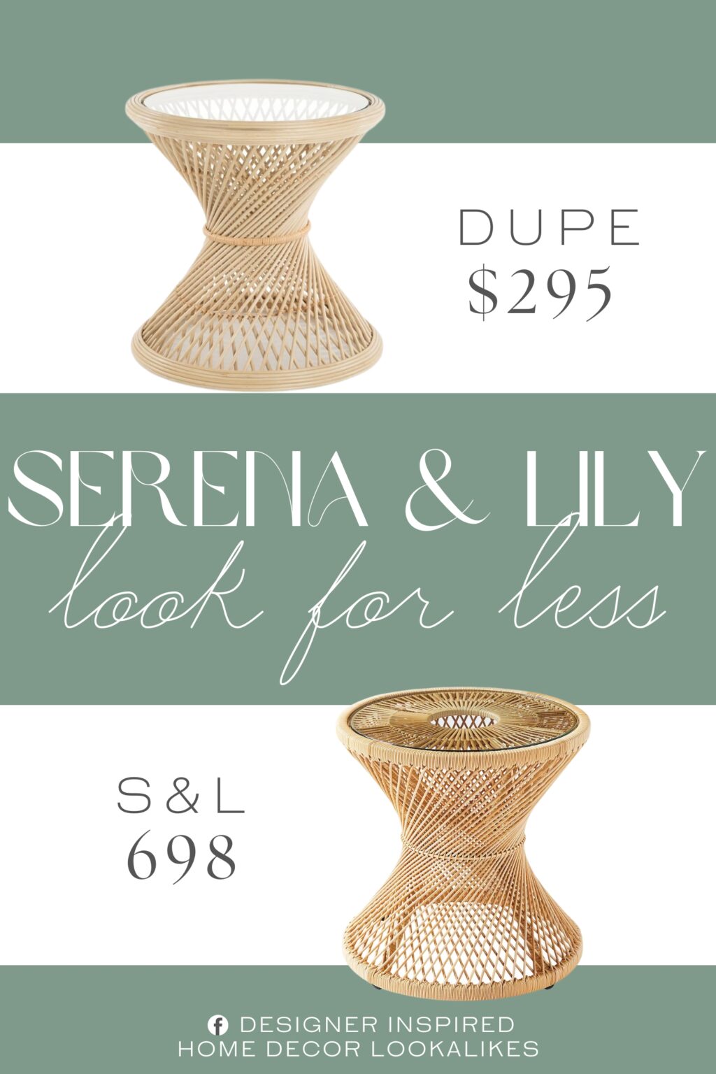 Serena & Lily Blithedale Side Table Dupe. Hand crafted from naturally grown rattan.