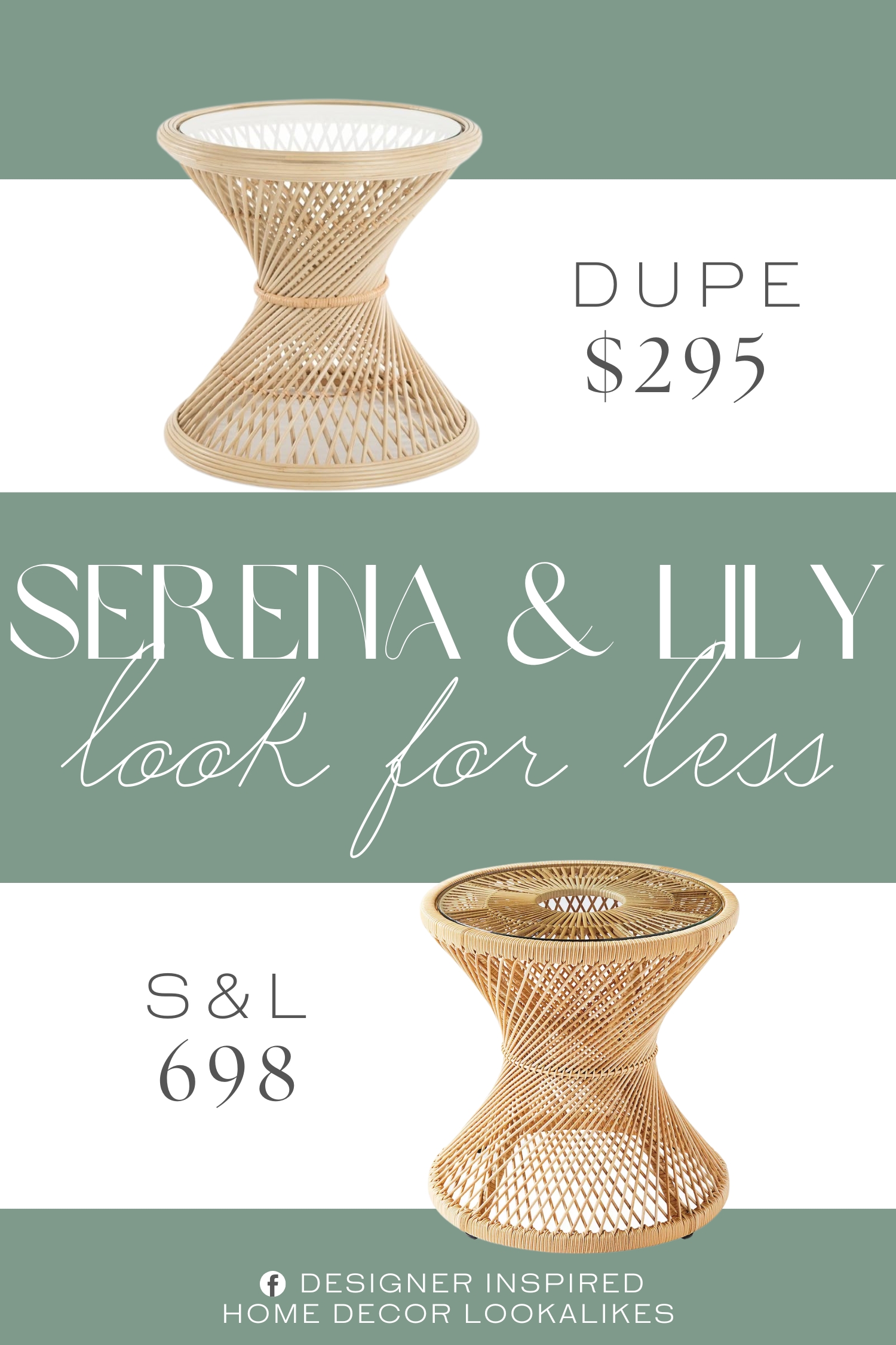 Serena & Lily Blithedale Side Table Dupe. Hand crafted from naturally grown rattan.