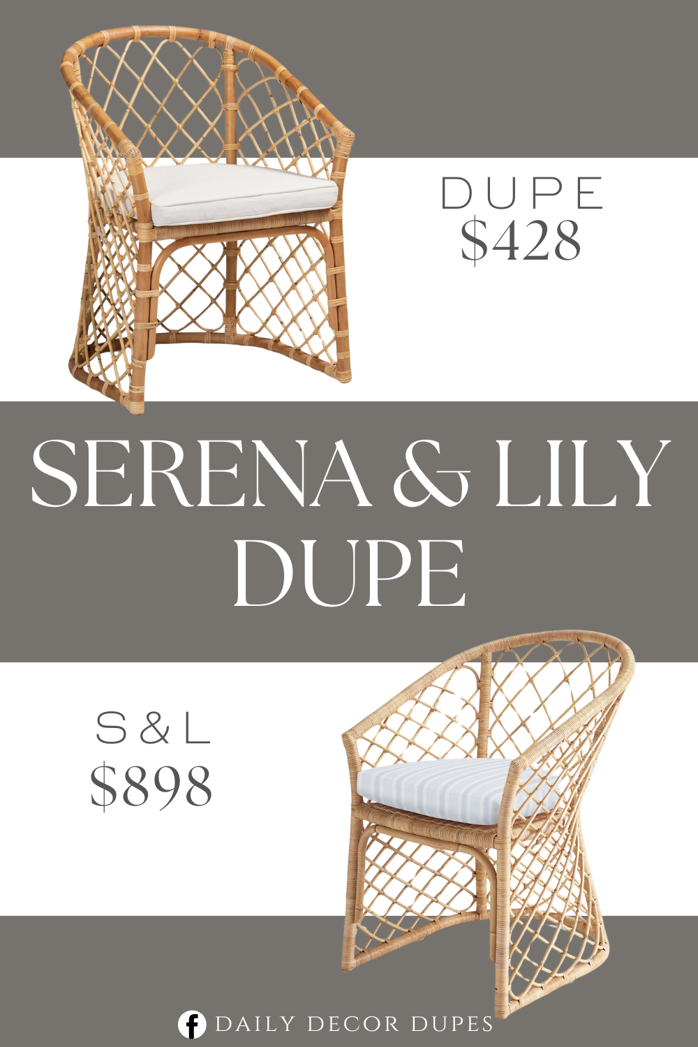 Serena & Lily Capistrano Dining Chair Dupe. Bohemian Upholstered Rattan Dining Chair-white/natural Brown Natural Finish. Rattan frame material. Bohemian style. Single size. Product Size: 22.5 In. L X 23.25 In. W X 33.0 In. H.