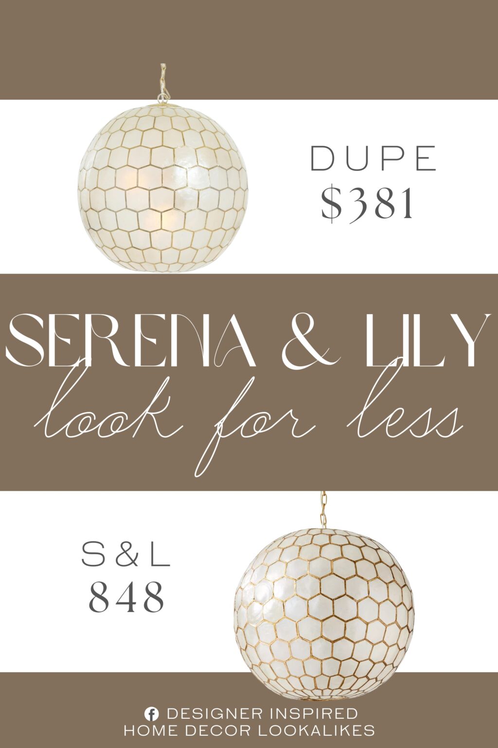 Serena & Lily Capiz Honeycomb Pendant Dupe. Made with natural capiz shells; each piece may vary from pearly white to sandy browns