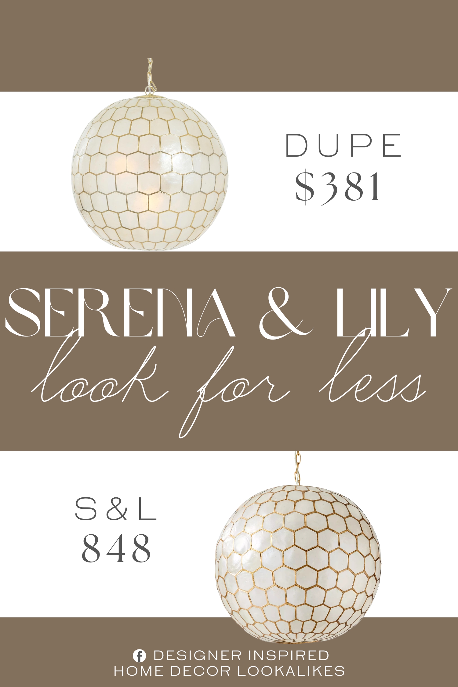 Serena & Lily Capiz Honeycomb Pendant Dupe. Made with natural capiz shells; each piece may vary from pearly white to sandy browns