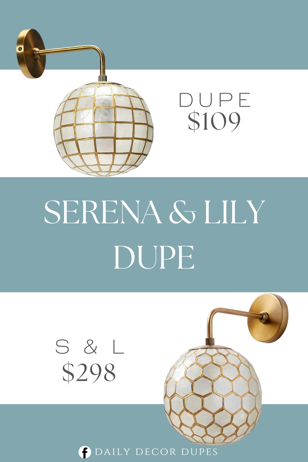 Serena & Lily Capiz Sconce Dupe: A budget-friendly alternative to the original, featuring a brass color and capiz material. This antique-style sconce offers elegant decorative wall lighting.