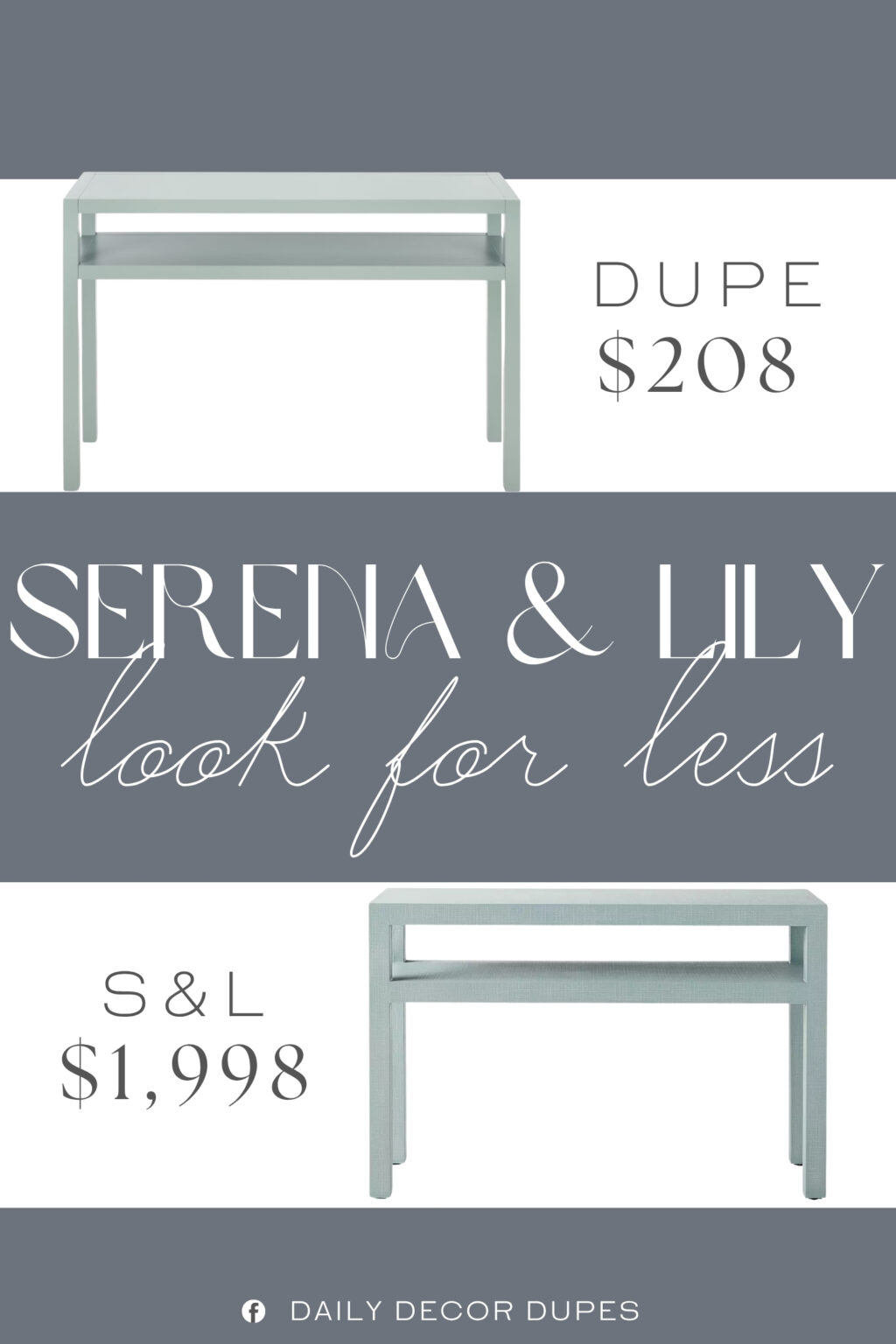 Serena & Lily Driftway Console Dupe. Console Table Crafted with Rubberwood, MDF (Medium-Density Fiberboard), Wood Veneer