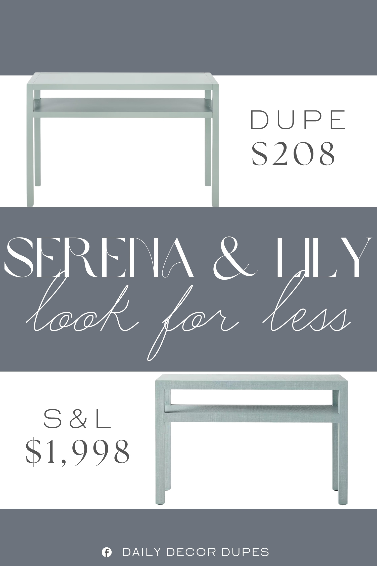 Serena & Lily Driftway Console Dupe. Console Table Crafted with Rubberwood, MDF (Medium-Density Fiberboard), Wood Veneer