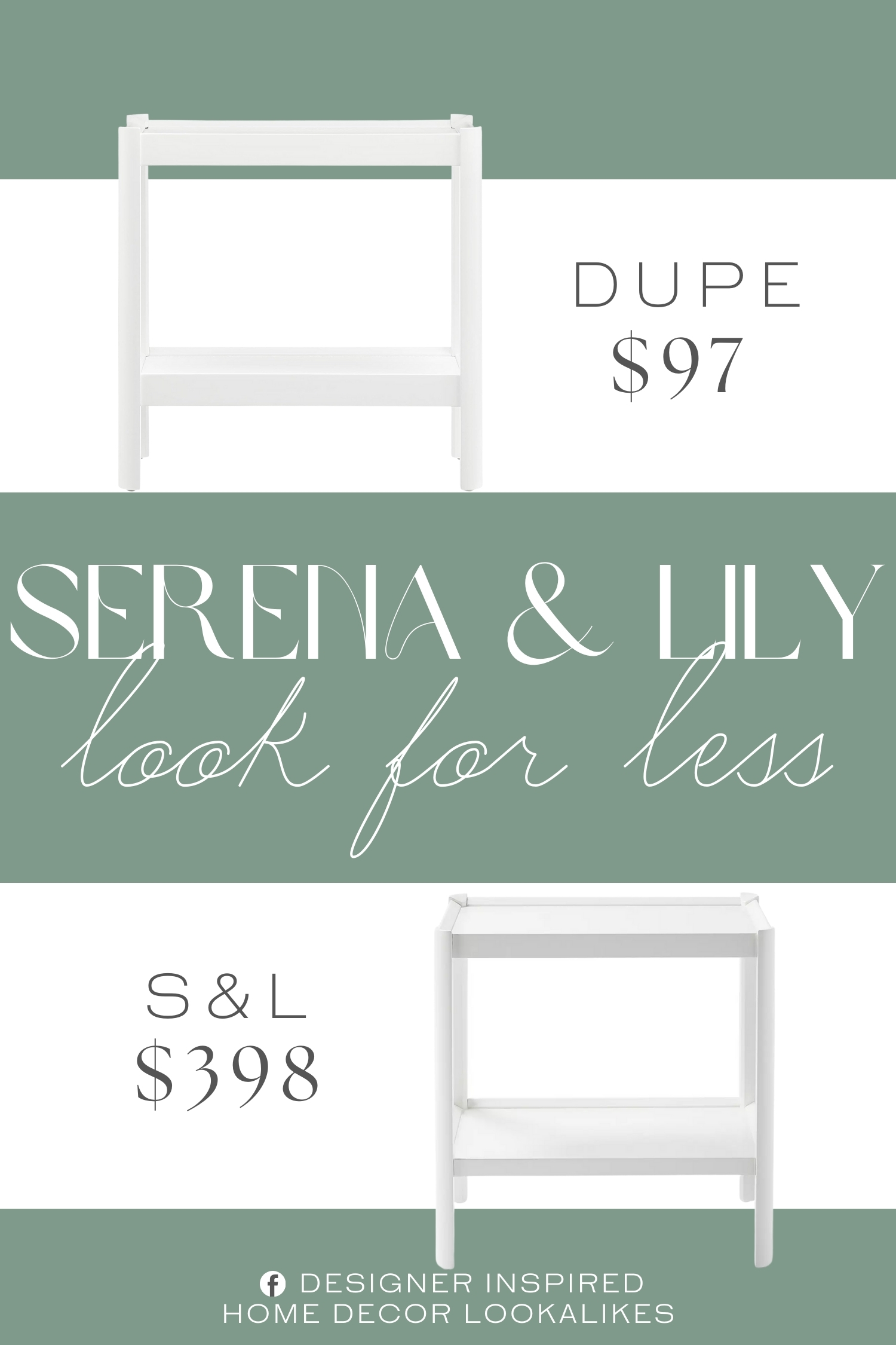 Serena & Lily Ellington Side Table Dupe. Crafted from durable Solid Poplar and MDF. Two shelves for display or storage.