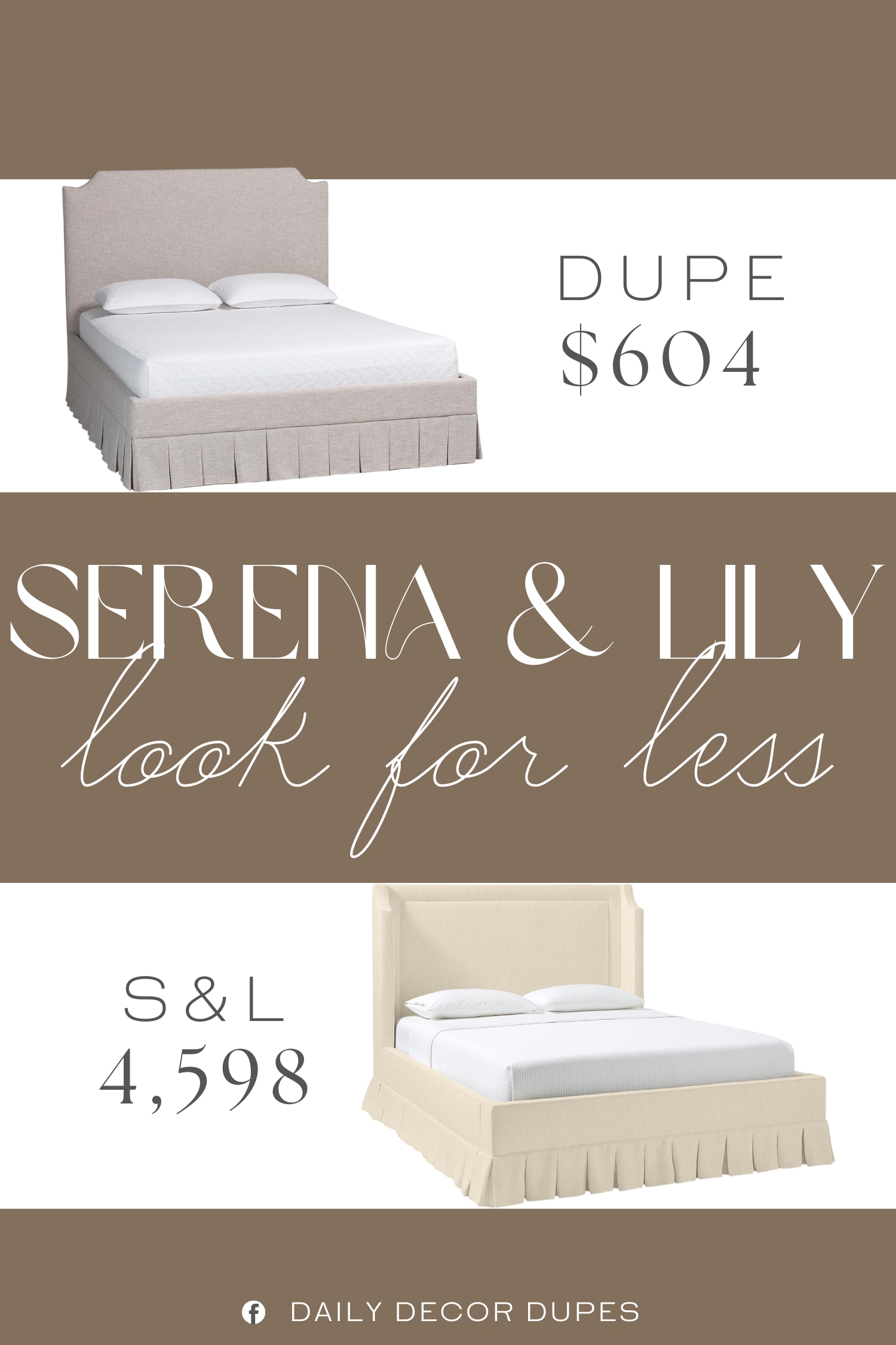Serena & Lily Grady Pleated Bed Dupe. Constructed from Rubberwood and Engineered Wood, Pleated Skirt Base