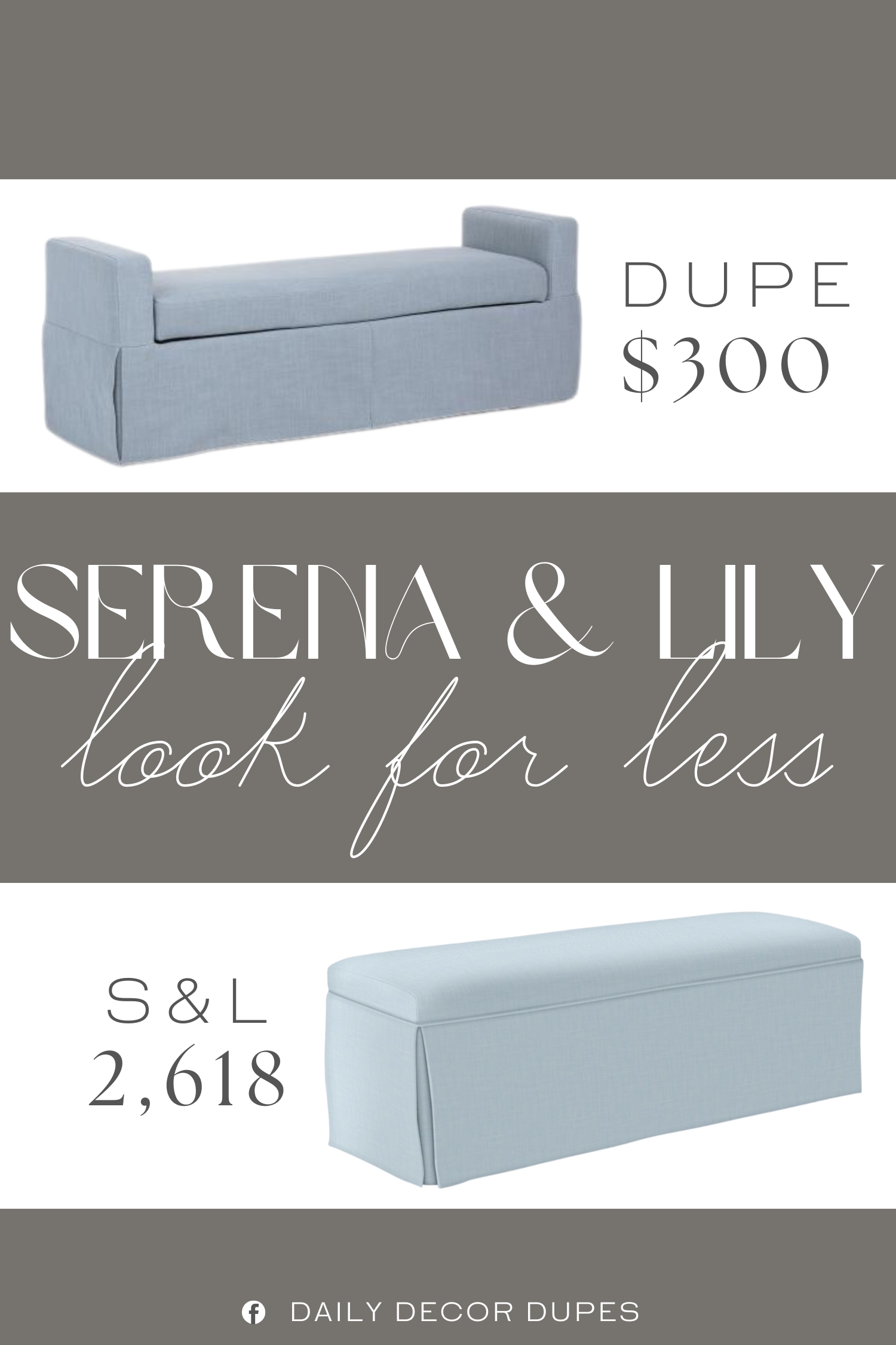 Serena & Lily Harrison Skirted Bench Dupe. underseat storage, cushioned seat