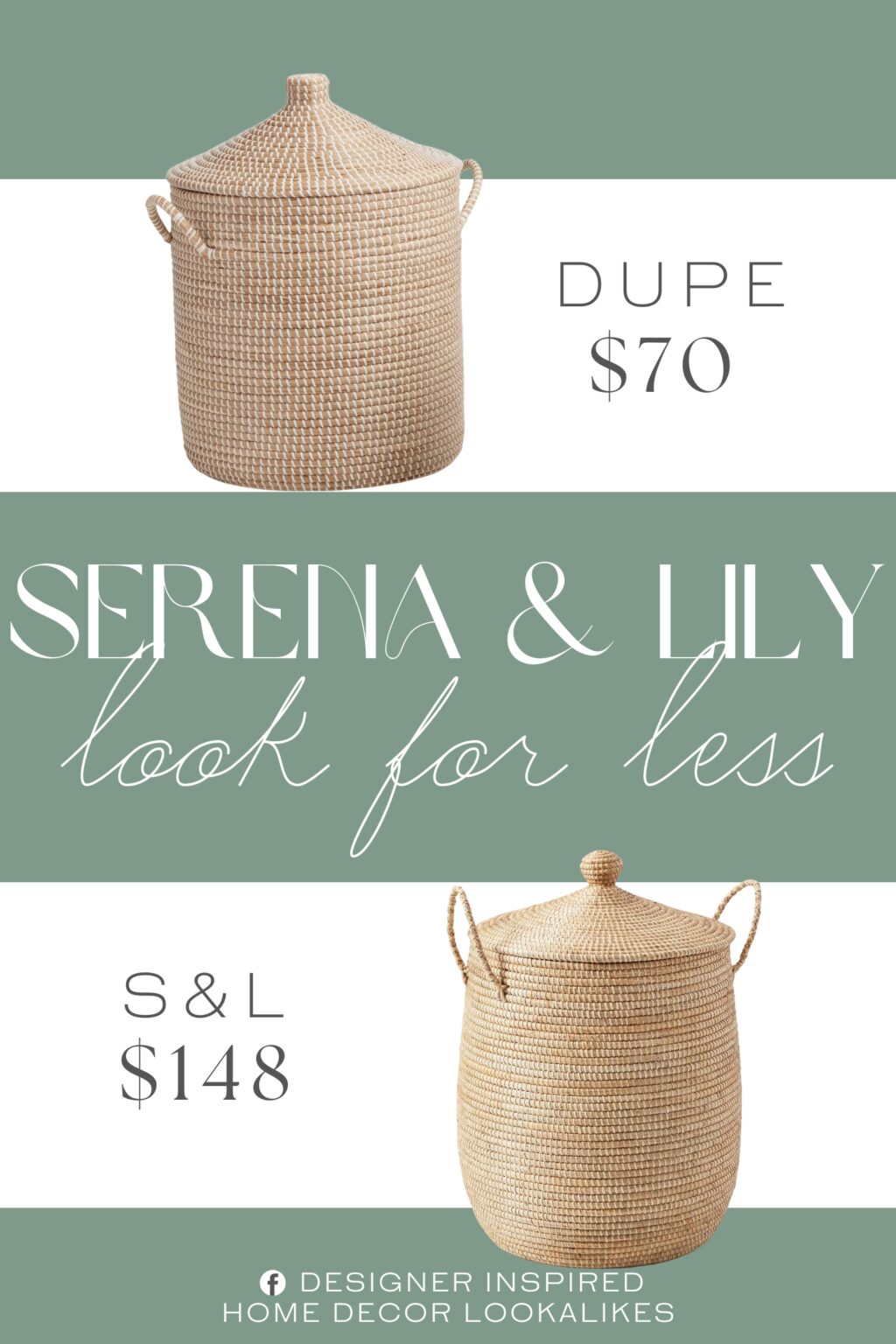Serena & Lily La Jolla Basket Dupe. Crafted of natural seagrass and accented with recycled plastic for a touch of eco-chic style, you can easily tuck away your throw blankets, toys and other signs of modern life.