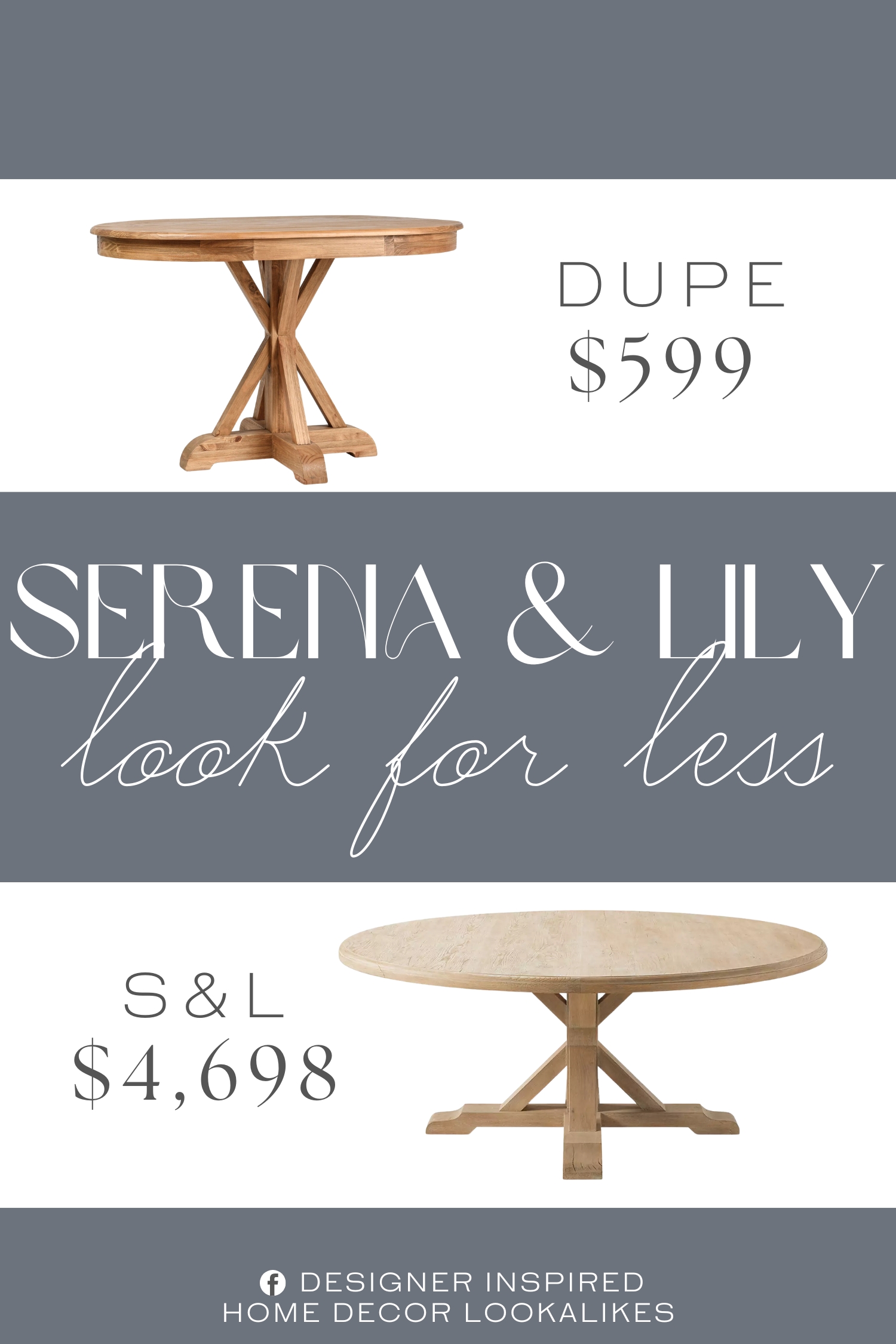 Serena & Lily Lake House Round Dining Table Dupe. Crafted of pine, a gorgeous softwood with a closed grain pattern. Kiln-dried wood helps prevent warping, splitting, cracking and developing mildew.