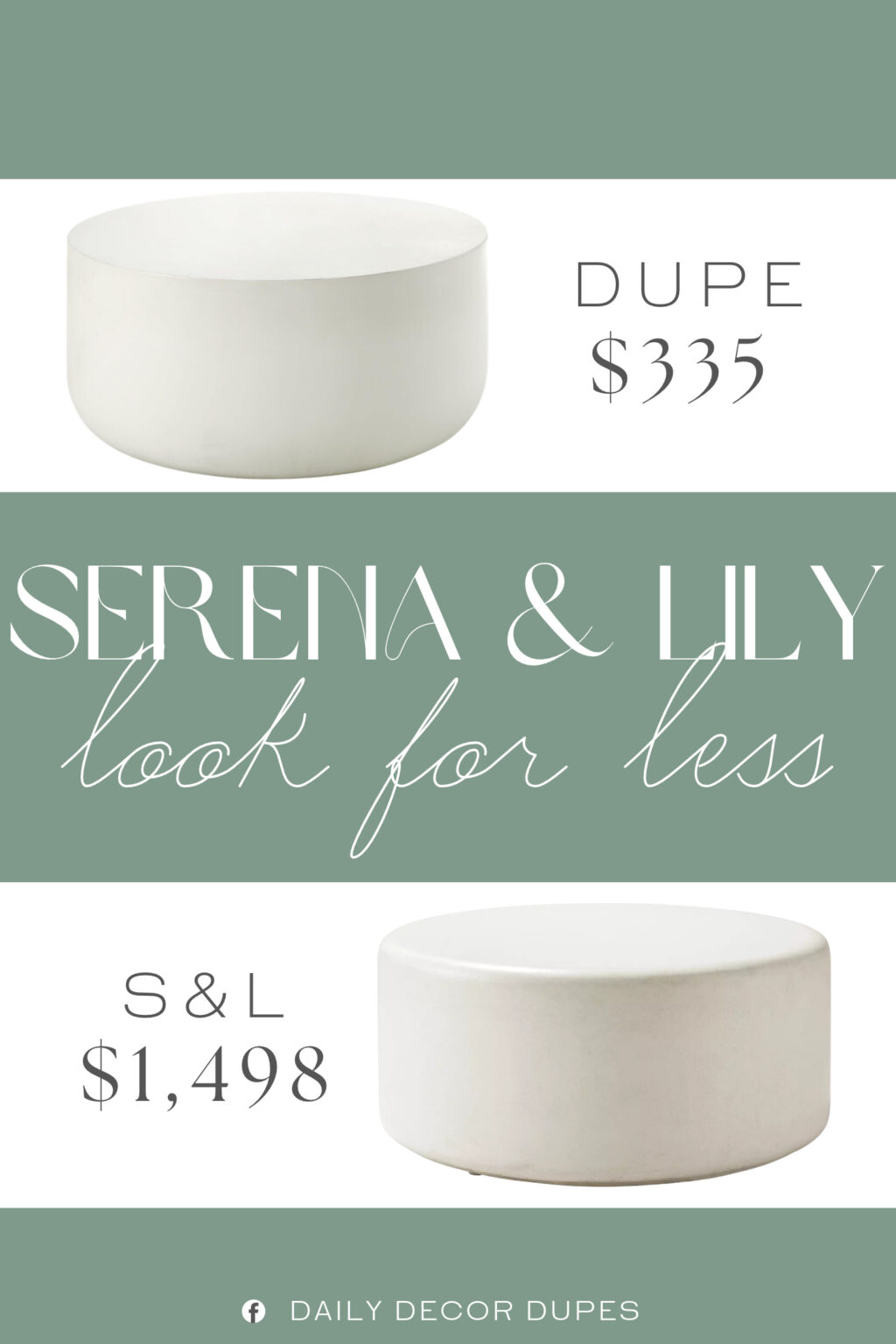 Serena & Lily Larkhill Coffee Table Dupe. The fixed table top ensures stability, perfect for everyday use and entertaining guests. Faux concrete finish design adds an industrial touch without the heavy weight.