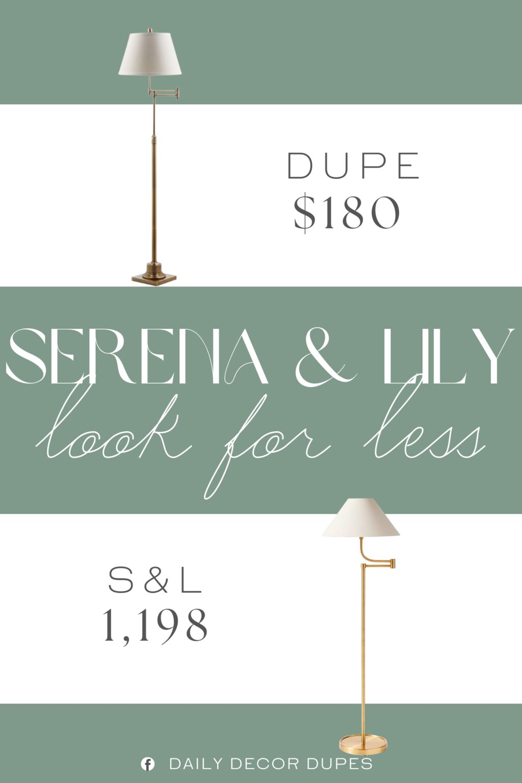 Serena & Lily Marseille Floor Lamp Dupe. This elegant lamp with a white cotton shade is easy to adjust for reading or ambient light in any room.