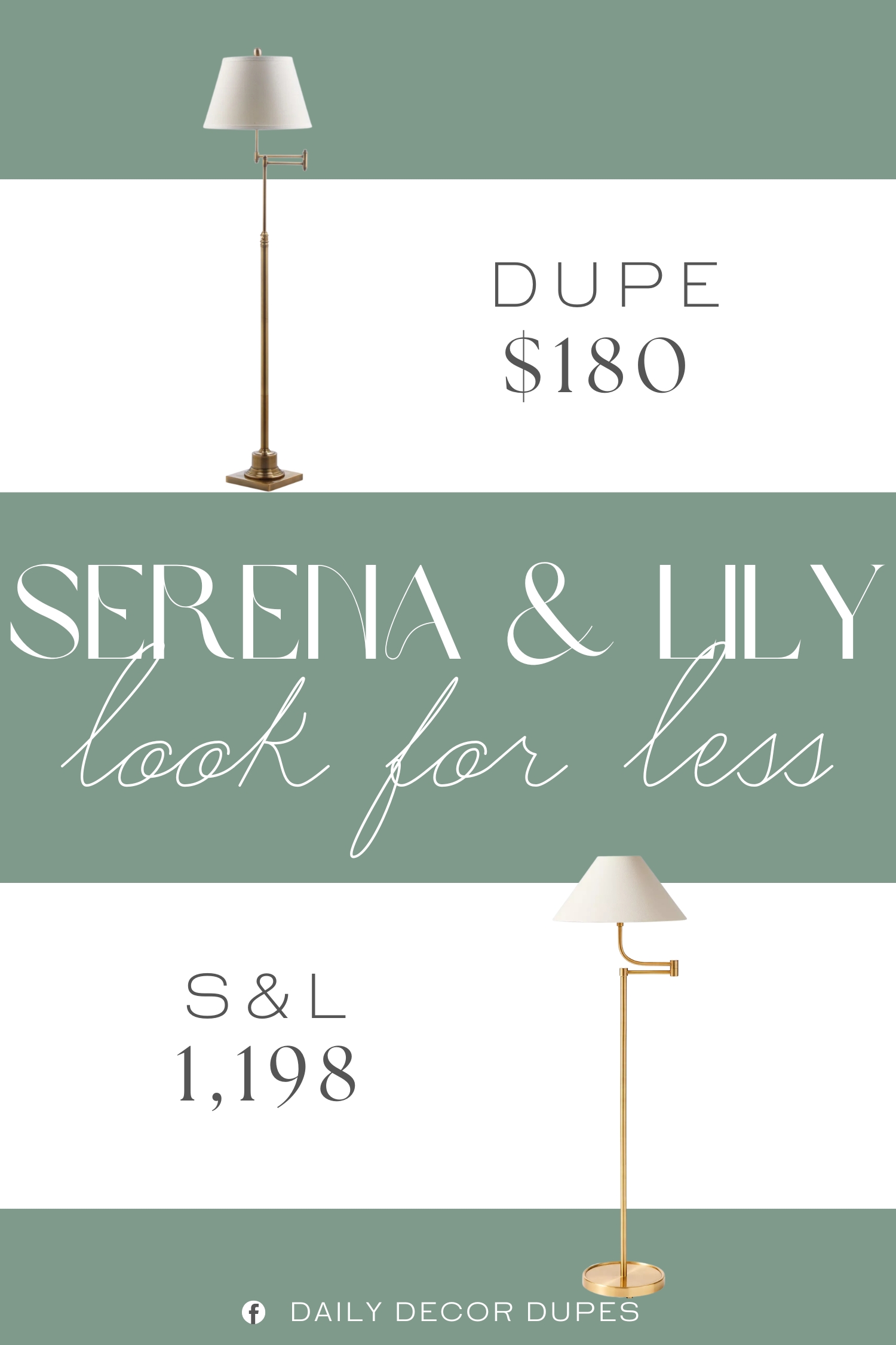 Serena & Lily Marseille Floor Lamp Dupe. This elegant lamp with a white cotton shade is easy to adjust for reading or ambient light in any room.