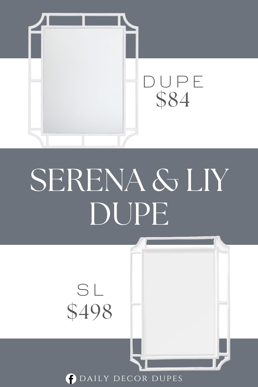 Serena & Lily Ojai Rattan Mirror Dupe. This mirrors will make a undeniable and timeless statement in any room. Finished from glossy white. Bamboo shape. Ready to hang.