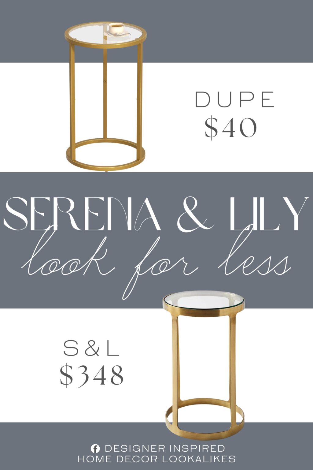Serena & Lily Piedmont Martini Table Dupe. Made of 4mm Explosion-proof clear tempered glass and light luxury gold frames, make this side table becomes a perfect room addition for placing magazines, snacks, beverages, or a decorative piece.