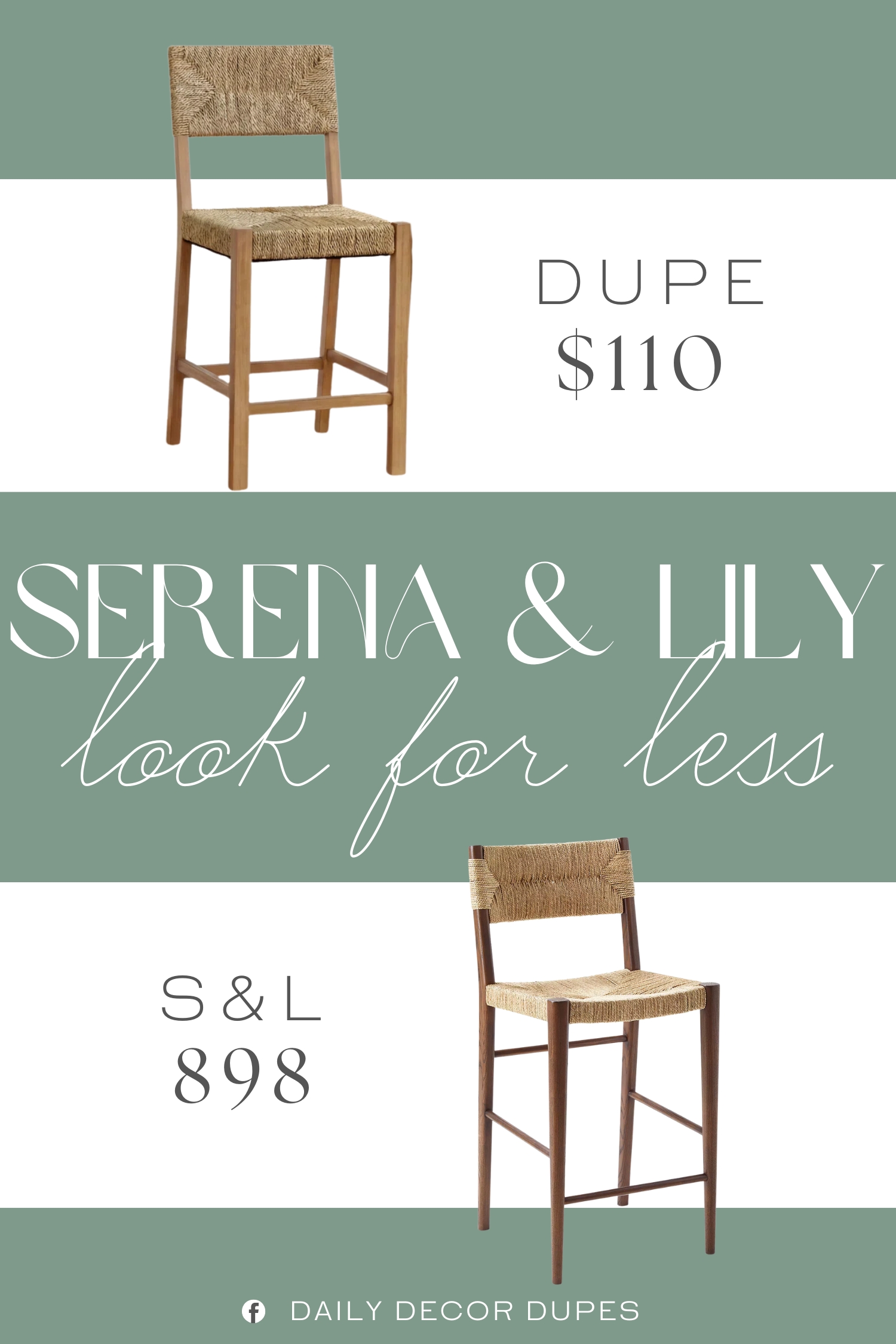 Serena & Lily Portside Counter Stool Dupe. Constructed with a durable mahogany base for exceptional strength and stability. Features a handwoven seat and backrest that adds texture and artisanal charm to the design.