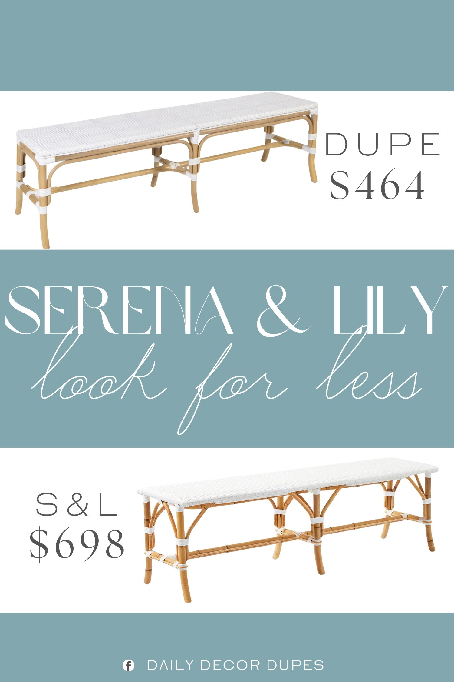 Serena & Lily Riviera Rattan Backless Bench Dupe. Its handcrafted rattan frame features square legs with gently curved supports and sturdy horizontal bracing, offering both visual appeal and reliable support.