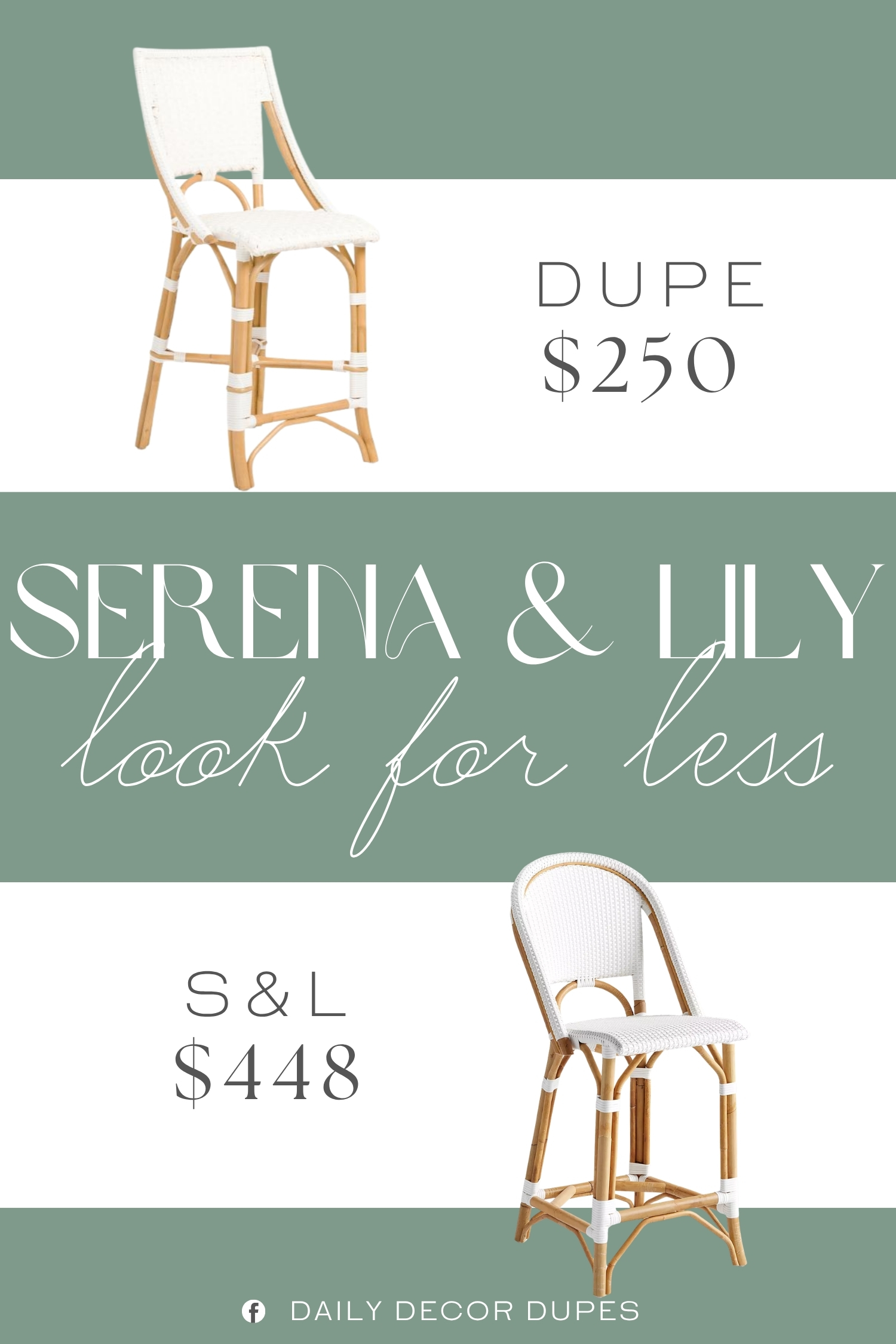 Serena & Lily Riviera Rattan Counter Stool Dupe.