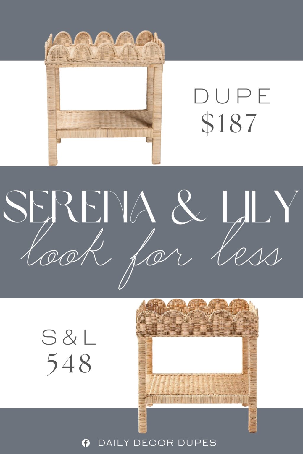 Serena & Lily Scallop Rattan Side Table Dupe. his bohemian piece consists of a solid mahogany wood frame wrapped in handcrafted natural rattan by skilled artisans.