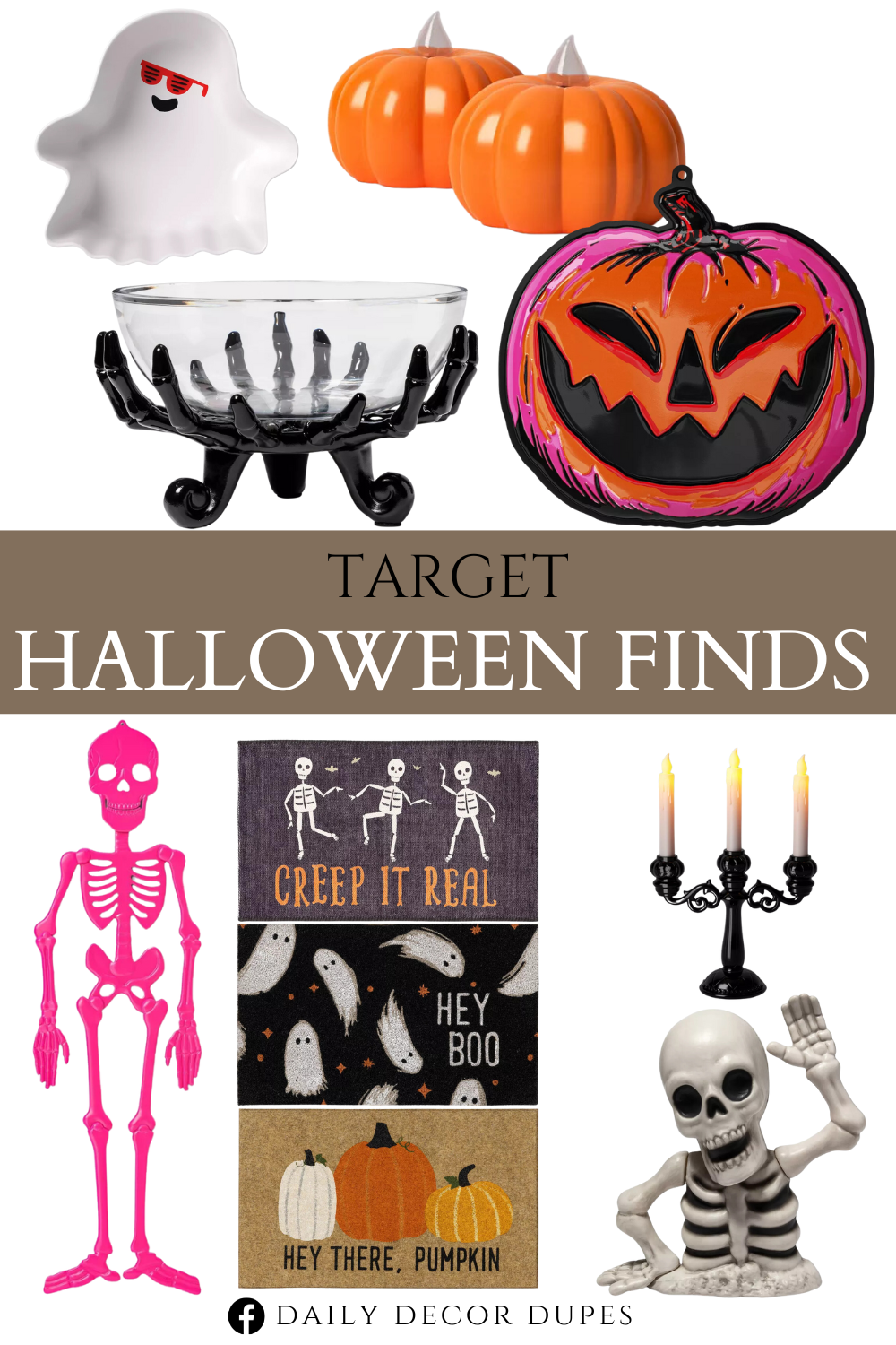 Target Halloween Finds. Skeleton hand serving bowl. Faux Coir Doormat Orange. Coir Doormat Black. Waving Skeleton Groundbreaker Halloween Decorative Prop. Jointed Skeleton Halloween Decorative Prop Neon Pink. Halloween Melamine Figural Snack Bowl. Chenille Scatter Accent Rug Black. Pumpkin Shaped Halloween Tea Lights. Halloween Plastic Flameless Lit Candelabra Black. Neon Pumpkin Halloween Wall Decor.