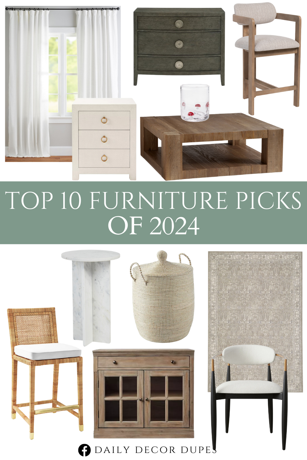 Top 10 Furniture Picks of 2024. Linea 3 - Drawer Bachelor's Chest. Ashley Counter Stool. Balboa Rattan Counter Stool. Palisades Square Reclaimed Wood Coffee Table. Mark Cape Cod Modular Console Table. La Jolla Basket. Driftway 3-Drawer Nightstand. Jagger Dining Arm Chair. Reeva Handwoven Rug. Solid Marble Accent Table. Emery Linen Blackout Curtain. Inlay Double Old Fashioned Glass.