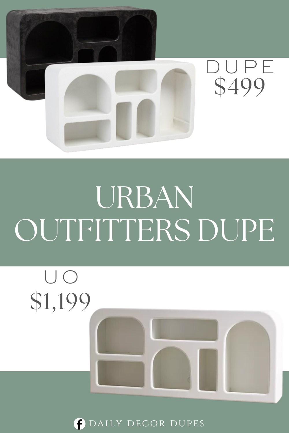 Urban Outfitters Isobel Storage Console Dupe. 6 shelves for ample storage and textured design. Cut out design. Available in White and black white colors. Overall dimension 55in W x 30in H x 15in L.