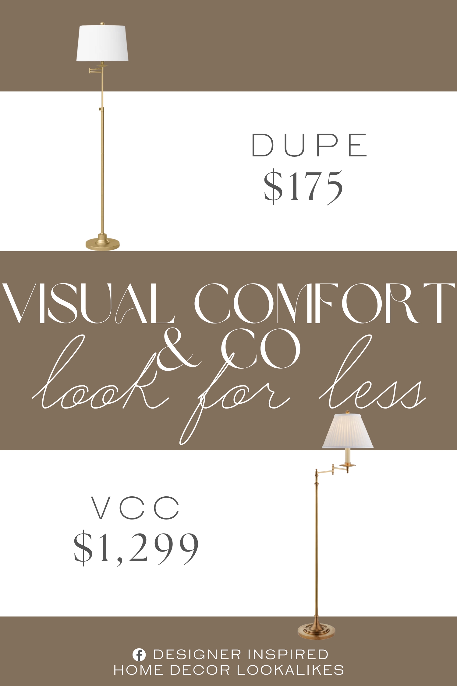 Visual Comfort & Co Dorchester Swing Arm Floor Lamp Dupe. This minimal piece of lighting is a fantastic addition to your living room, bedroom, den, or home office with its contemporary empire shade and sophisticated soft gold base.