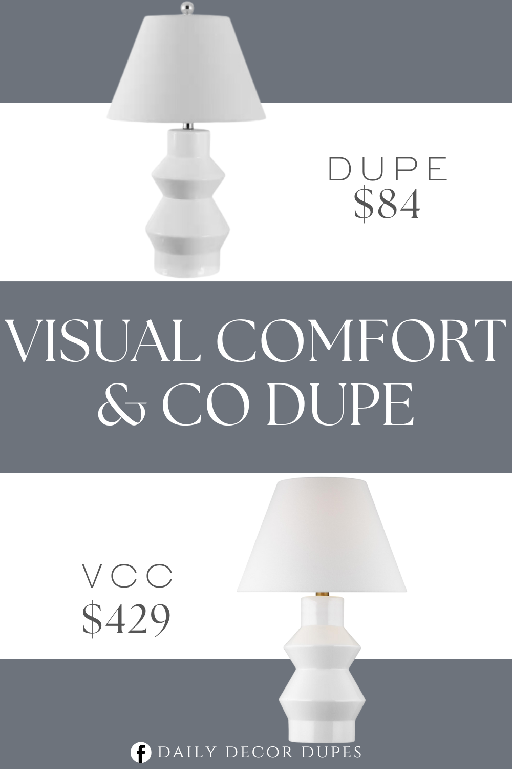 Visual Comfort & Co Abaco Large Table Lamp Dupe. Crafted with ceramic. Visual Comfort & Co Abaco Large Table Lamp Dupe. Finished in white. Shade material: 100% cotton.