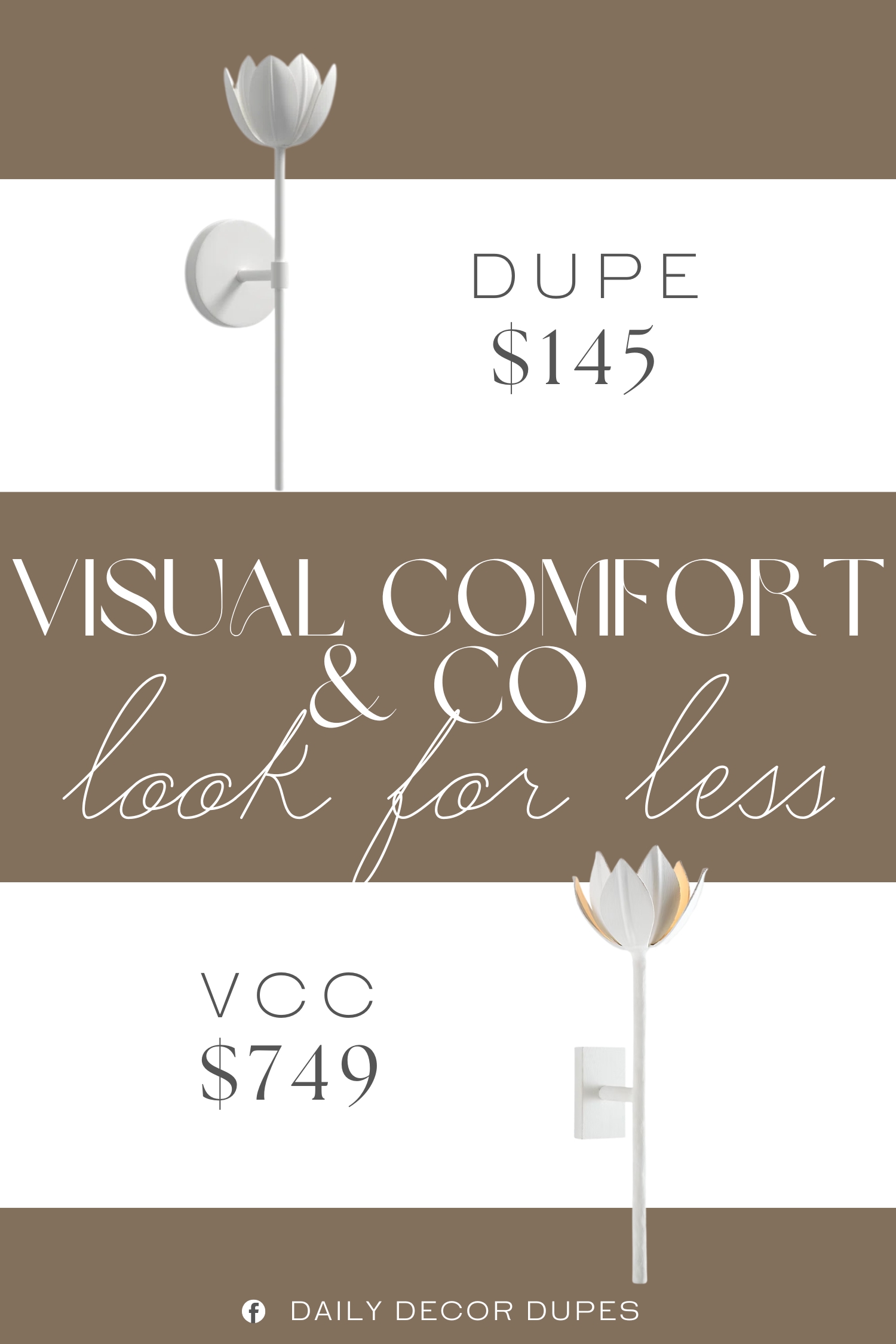 Visual Comfort & Co Alberto Medium Sconce Dupe. This 1-light wall sconce beautifully blossoms forth, infusing your home with organic-meets-modern style.
