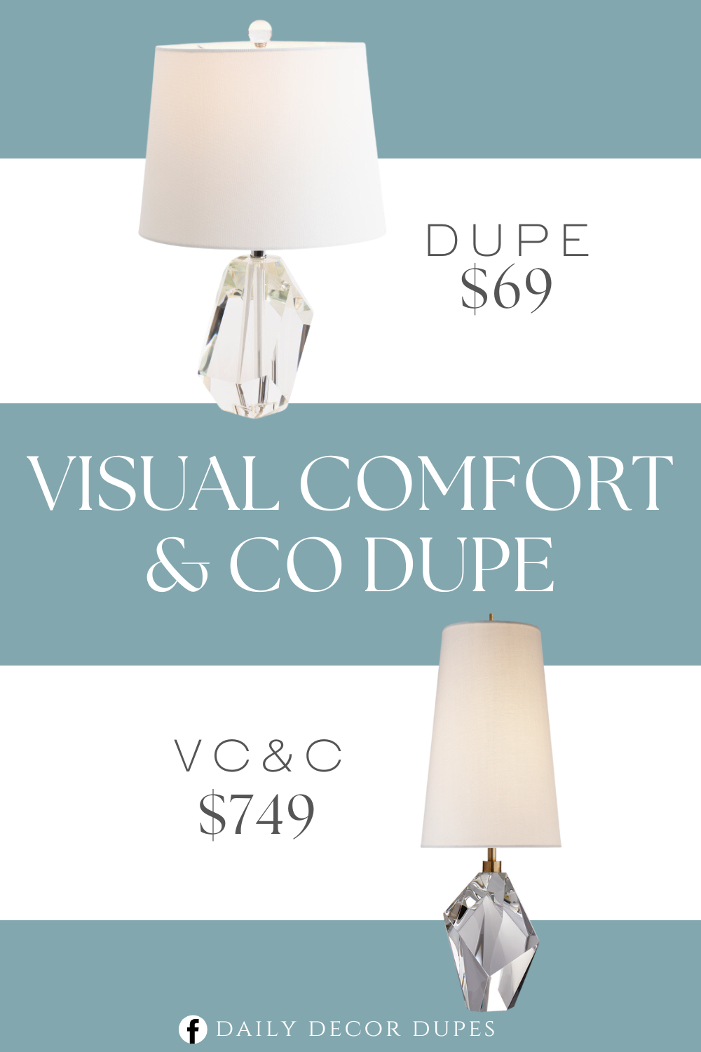 Visual Comfort & Co Halcyon Accent Table Lamp Dupe. Removable hardback shade. Crystal style. Turn knob switch. lamp: 10in D x 19in H, 6ft cord length.