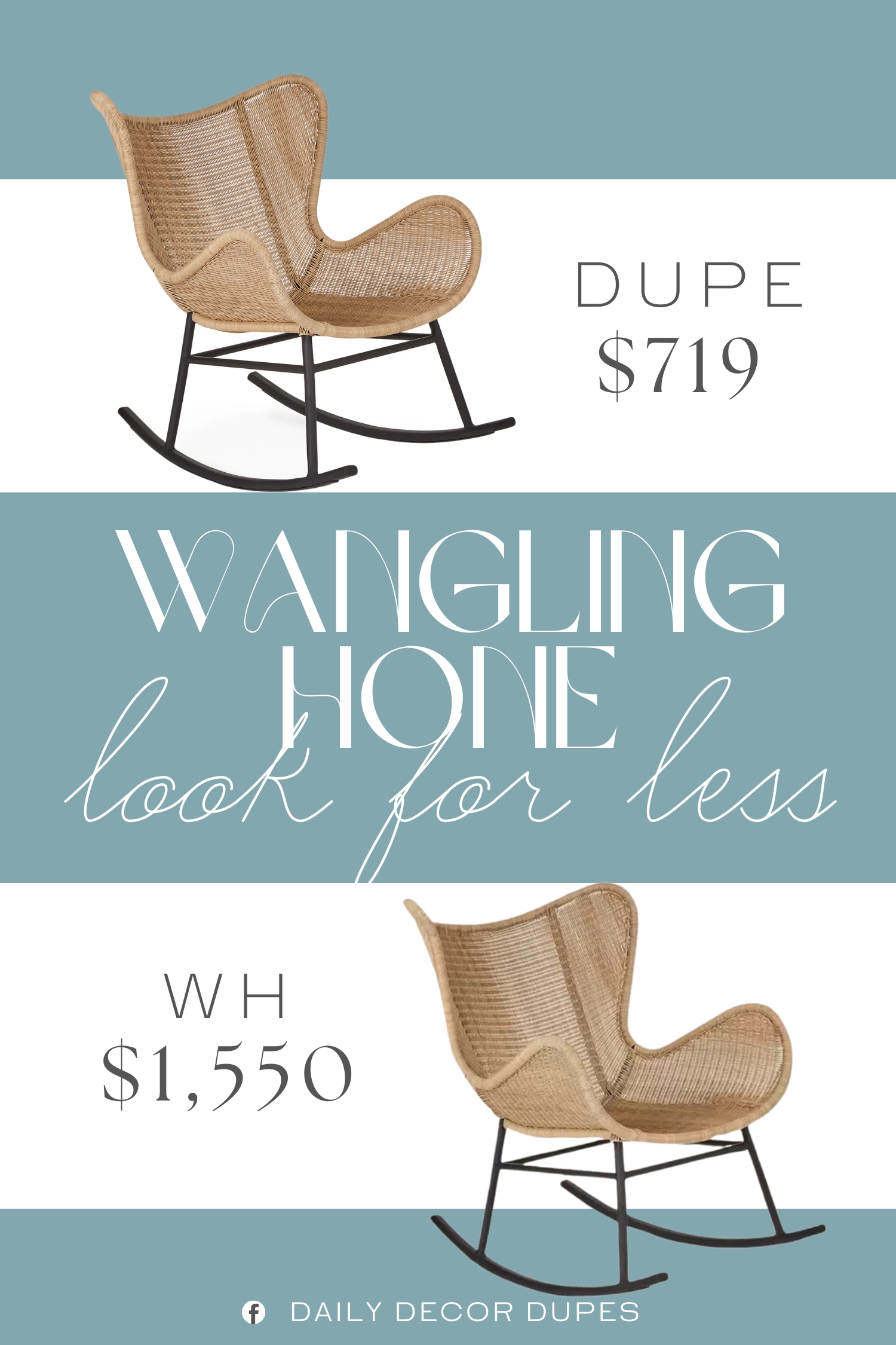 Wangling Hone Cane Rocking Chair Dupe. made from durable synthetic wicker and a powder-coated aluminum frame, is the perfect locale for afternoons in the backyard with a book and a lemonade.