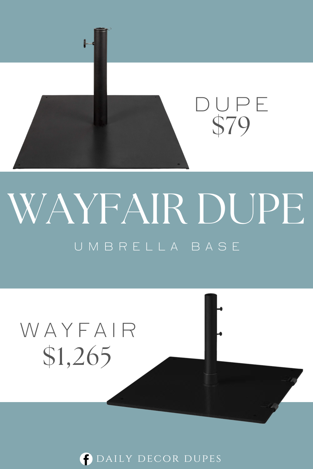 Wayfair Aluminum Free Standing Umbrella Base Dupe. Made of heavy-duty steel with a powder-coated finish. Strategically equipped with a twisting knob on its side to tightly secure umbrella poles between 1.5 and 2 inches in diameter to the base.