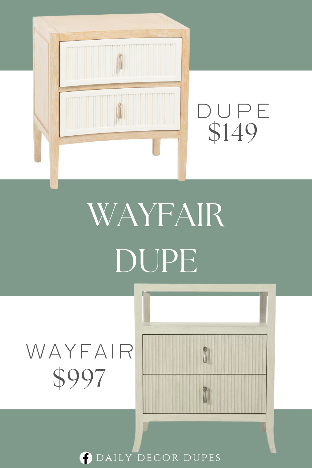 Wayfair East Hampton Nightstand Dupe. 2 drawers for ample storage, curved design, tassel accent, fluted details. Overall dimension 22in W x 24in H x 16in L.