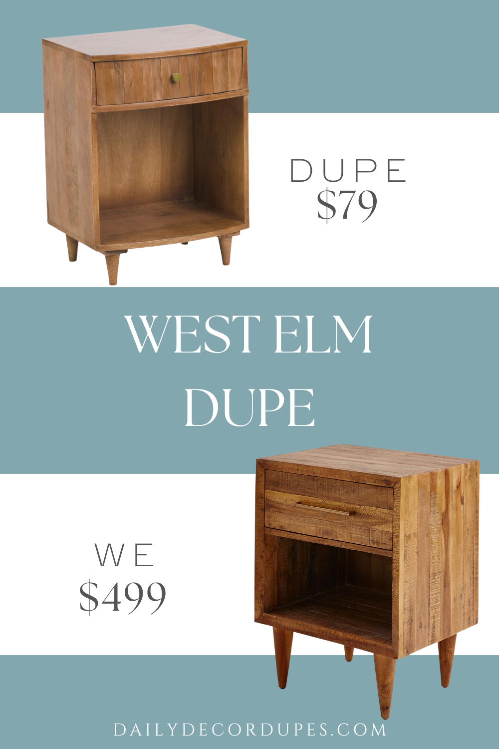 West Elm Alexa Reclaimed Wood Nightstand Dupe. Made from wood. 1 drawer and 1 shelf for ample storage. Overall dimension 13in W x 24.5in H x 14in L.