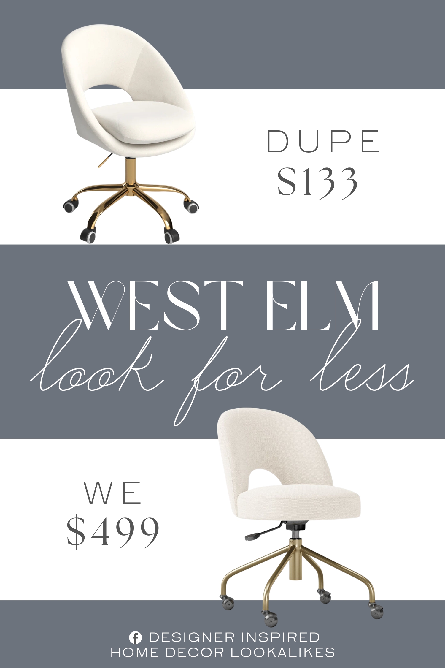 West Elm Andie Swivel Desk Chair Dupe. It showcases a rounded open back that surrounds a circular seat cushion. Upholstered in velvet, it comes in a variety of solid tones that easily goes with your preferred color scheme.