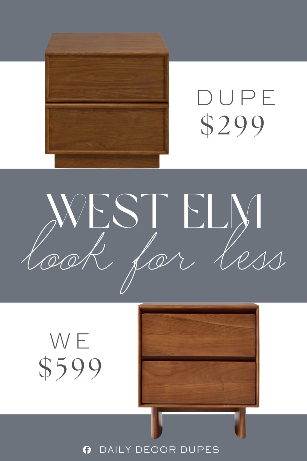 West Elm Anton Solid Wood Nightstand. It's crafted with a solid and engineered wood frame, showcasing visible woodgrain for added depth across the surface.