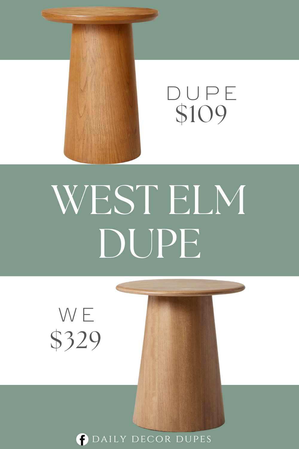 West Elm Anton Solid Wood Round Side Table Dupe. Wooden construction in a natural finish makes it great for a range of decor styles. Pedestal base brings an interesting visual appeal to the tabletop. Carved out of wood in a natural finish.