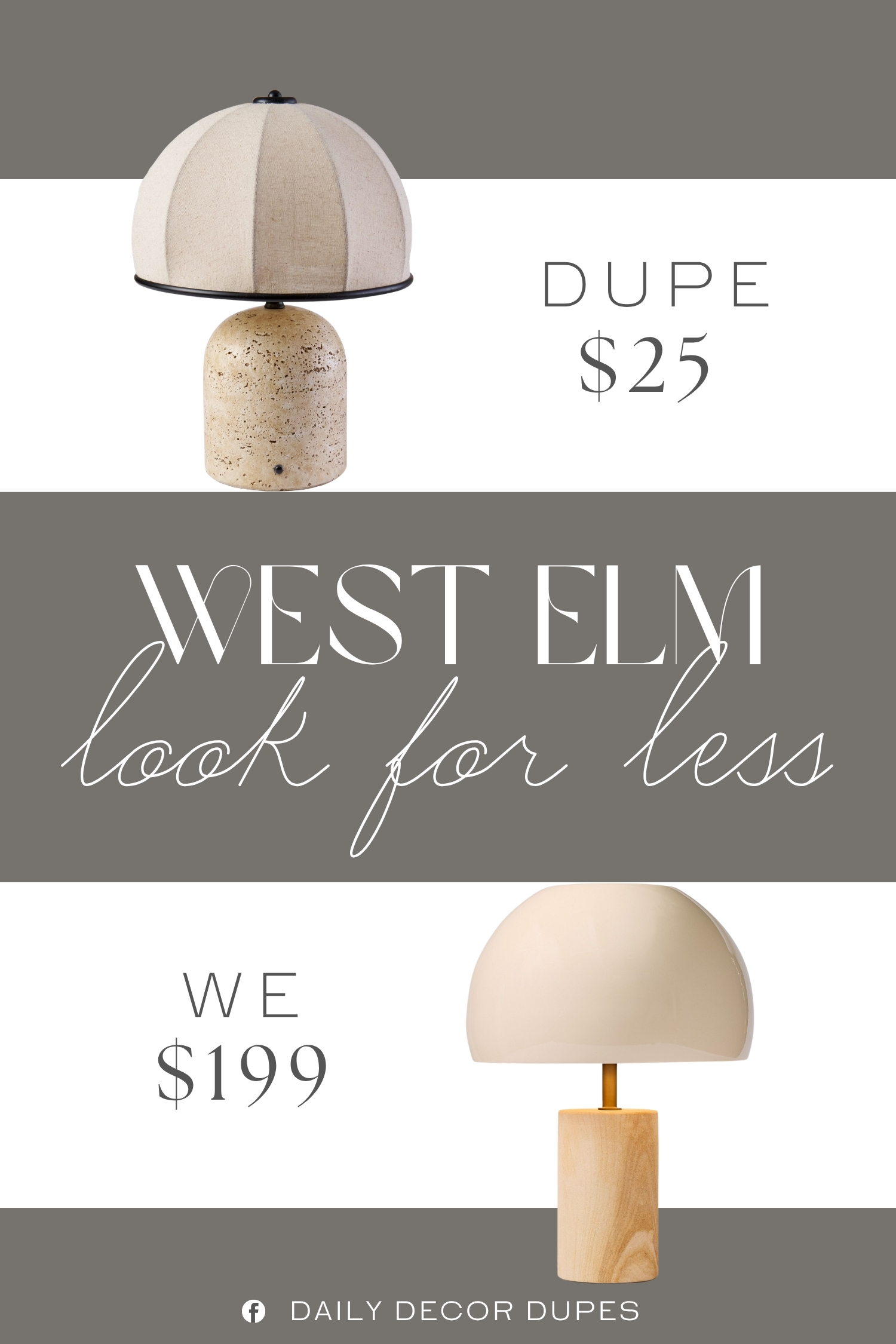 West Elm Briggs Table Lamp Dupe. The rechargeable design makes it easy to place on a nightstand, desk, or accent table without being tied to an outlet. A touch sensor lets you adjust the light with a simple tap, while the fabric dome shade and stone gourd look create a soft, polished accent.
