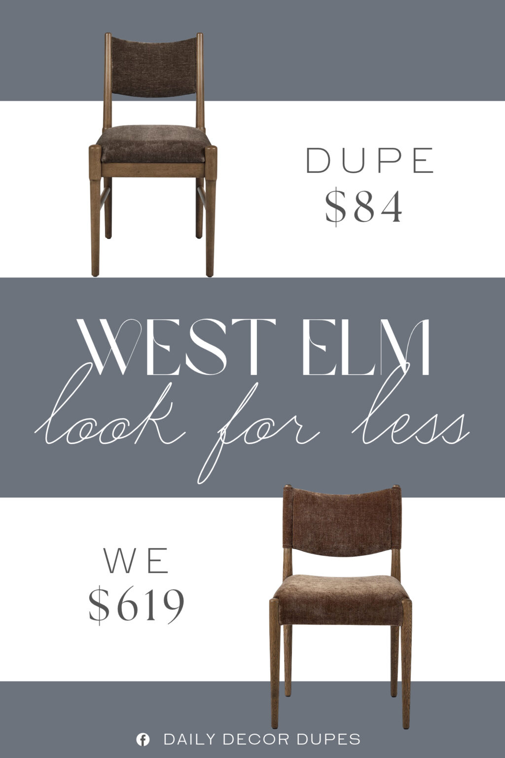 West Elm Carryn Armless Dining Chair Dupe. Padded upholstered seat and back for added comfort Durable solid rubberwood construction Hand-applied finish enhances the natural wood appearance
